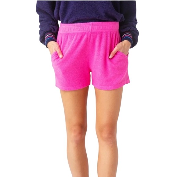 Sundry Shorts Women Medium Pink Faux Sherpa NWT Athletic Athleisure Preppy Yoga - Picture 1 of 10